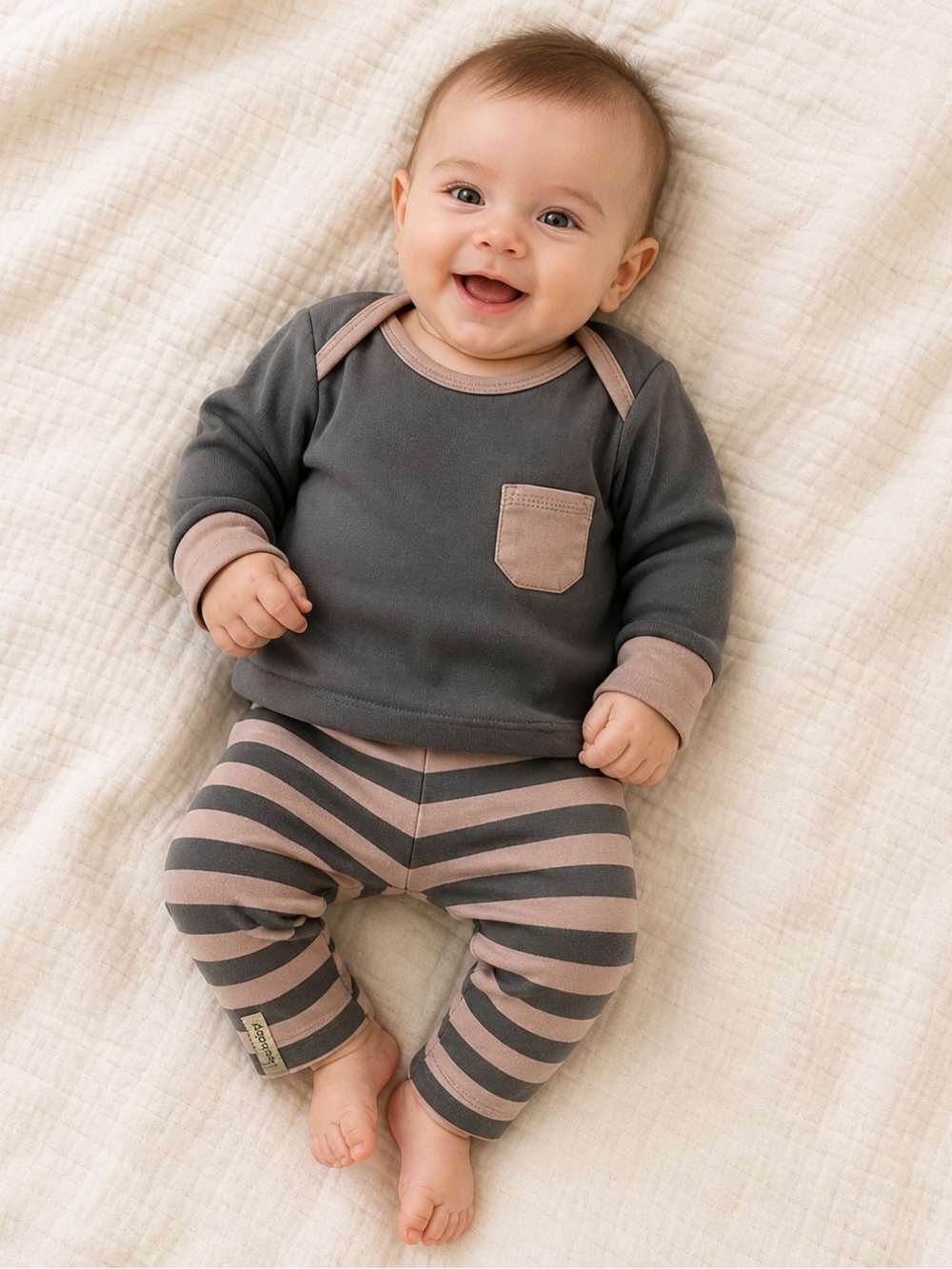 L’ovedBaby| Striped Mauve Set